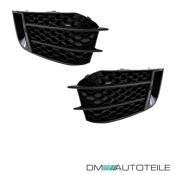 Set Wabengitter Blenden Nebelscheinwerfer Gitter Schwarz hochglanz passt für Audi A1 8X 2010-2015 Serien Stoßstange