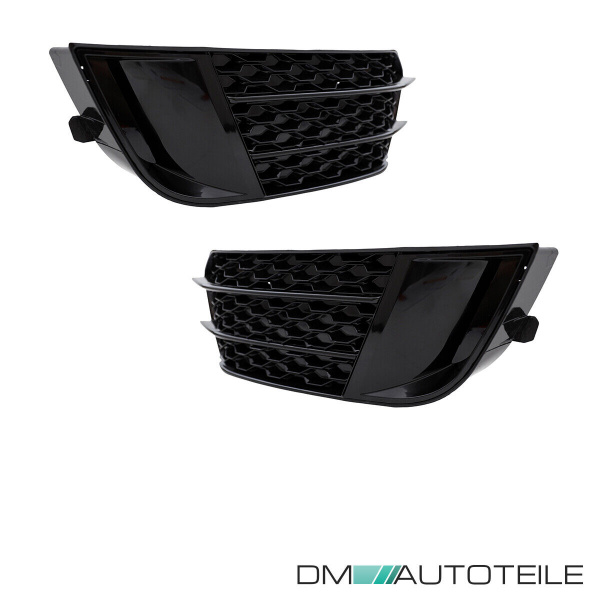 Set Wabengitter Blenden Nebelscheinwerfer Gitter Schwarz hochglanz passt für Audi A1 8X 2010-2015 Serien Stoßstange