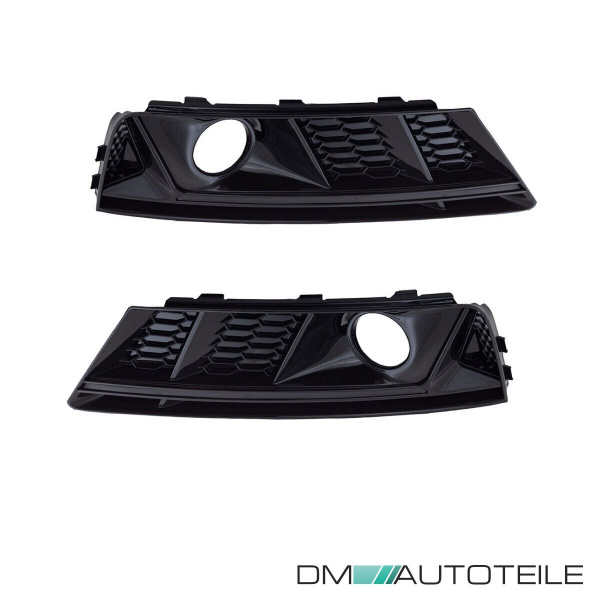 Set Nebelscheinwerfer Wabengrill Giter Schwarz Hochglanz passt für Audi A4 B9 ab 2016-2019 kein RS4
