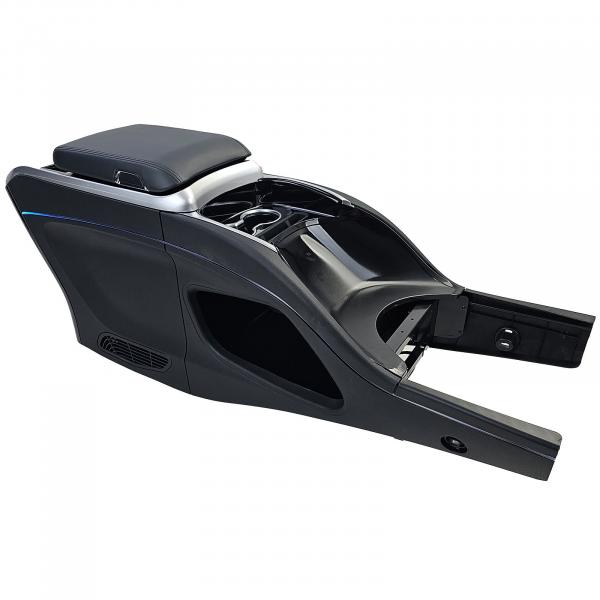 Upgrade Luxury Line Staufach Mittelkonsole Ablage für Mercedes Benz V-Klasse Vito Viano W447 14-23 mit LED Beleuchtung, USB, Kühlfunktion