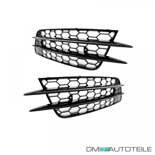 Upgrade Nebelscheinwerfer Gitter / Lufteinlassgitter für Audi A6 4G (C7) Vor-Facelift 11-15 Hochglanz schwarz in Wabengitter Design
