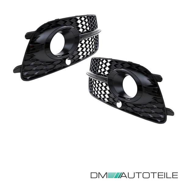 Kühlergrill Wabendesign +Gitter Set Schwarz glanz komplett mit/ohne PDC passt für Audi Q5 8R Facelift ab 2012 S-Line