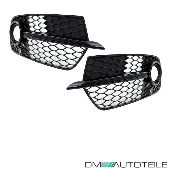 Kühlergrill Wabendesign +Gitter Set Schwarz glanz komplett mit/ohne PDC passt für Audi Q5 8R Facelift ab 2012 S-Line