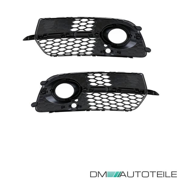 Kühlergrill Wabendesign +Gitter Set Schwarz glanz komplett mit/ohne PDC passt für Audi Q5 8R Facelift ab 2012 S-Line