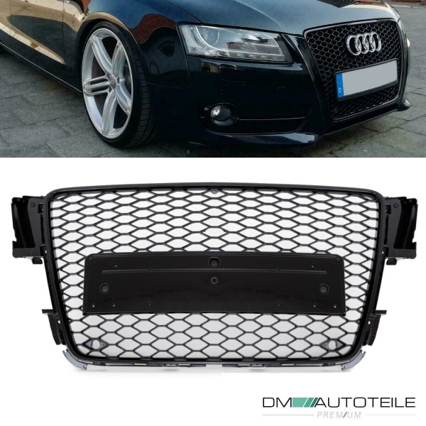 Kühlergrill Grill Wabendesign hochglanz Schwarz lackiert passt für Audi A5 8T Baujahr 2007-2011 nicht RS5