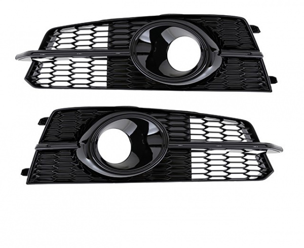 Upgrade Nebelscheinwerfer Gitter für Audi A6 4G (C7) Hochglanz schwarz in Wabengitter Design 14-18