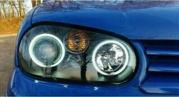 CCFL Angel Eyes Scheinwerfer für VW Golf 4 97-03 schwarz mit Nebelscheinwerfer