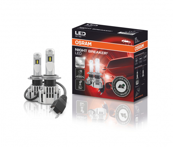 OSRAM H7 NIGHT BREAKER LED StVZO-Konforme LED-Nachrüstlampe / Leuchtmittel +220% mehr Licht Set