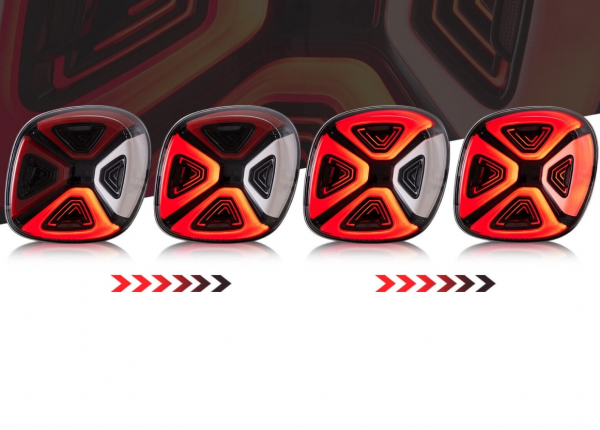 Upgrade VOLL LED Lightbar Design Rückleuchten für Smart Fortwo /Forfour (453) 14-19 rot / klar
