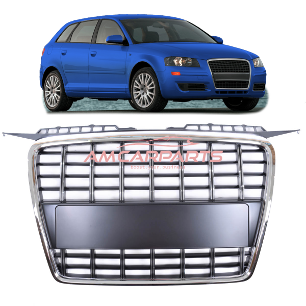 Upgrade Sportgrill / Kühlergrill passend für Audi A3 8P 05-08 Chrom/schwarz