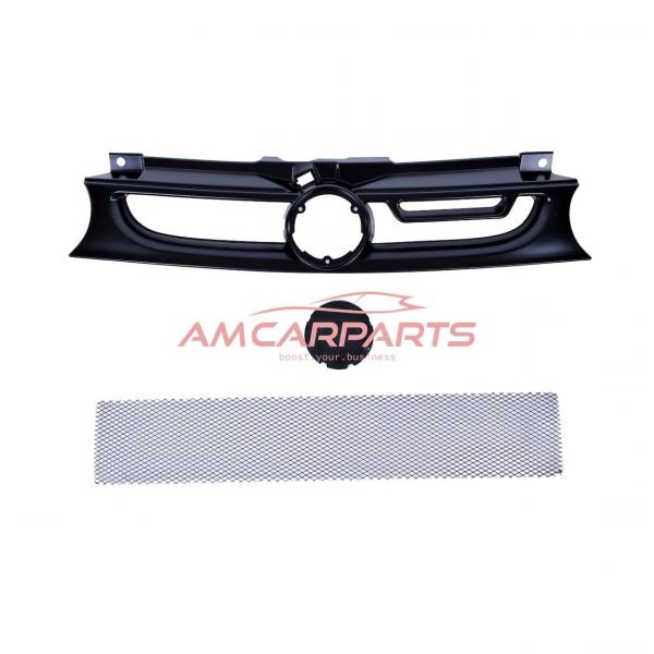 Upgrade Design Kühlergrill schwarz mit Aluminiumgitter,  mit Emblemhalter für VW Golf 4 1998-2003