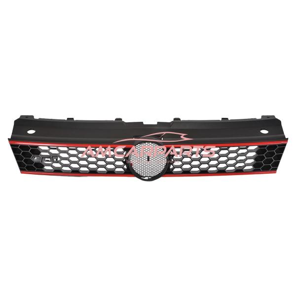 Upgrade Design Kühlergrill Rot, mit Emblemhalter für VW POLO V 6R / 6C GTI 2009-2017