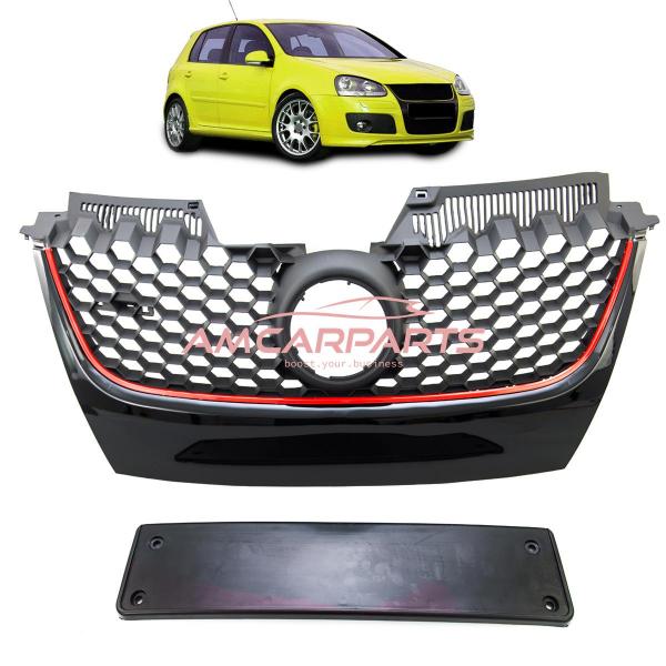 Upgrade Design Kühlergrill Rot mit Emblemhalter passend für VW Golf 5 GTI 2003-2009