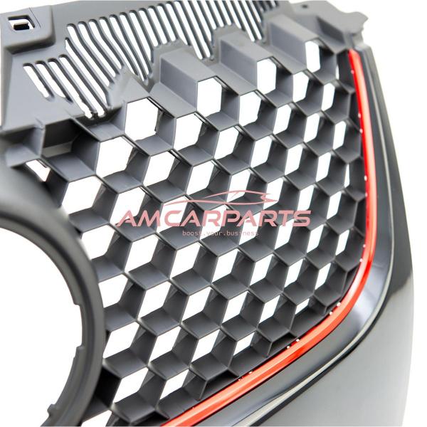 Upgrade Design Kühlergrill Rot mit Emblemhalter für VW Golf 5 GTI 2003-2009