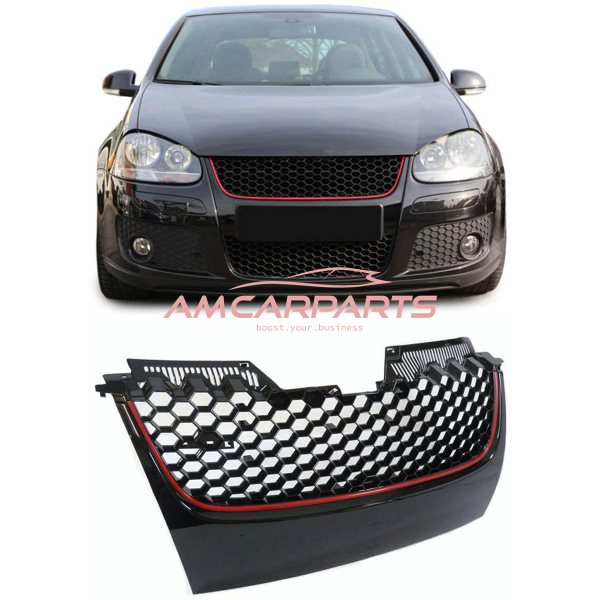 Upgrade Design Kühlergrill Rot ohne Emblemhalter für VW Golf 5 GTI 2003-2009