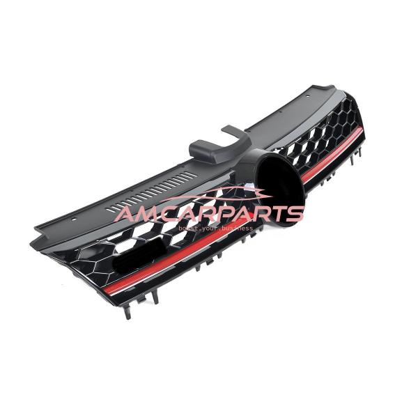 Upgrade Design Kühlergrill ohne Emblem, schwarz, rot, passend für VW Golf 7 (2012-2016) GTI