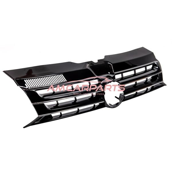 Upgrade Design Kühlergrill in Schwarz glänzend mit chrom Streifen, für VW Transporter T5.1 Facelift 2009-2015