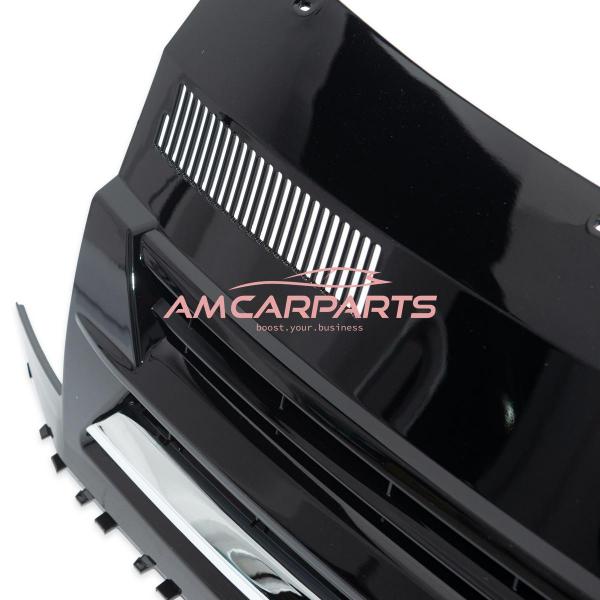 Upgrade Design Kühlergrill für Volkswagen T6 15-19 Hochglanz-schwarz mit Chromleiste ohne Emblemhalter