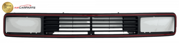 Upgrade Sportgrill / Kühlergrill schwarz/rot ohne Emblem für Volkswagen T3 (Eckige Scheinwerfer-Aussparung) 79-92