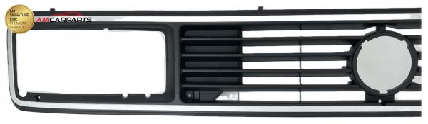 Upgrade Sportgrill / Kühlergrill schwarz/chrom ohne Emblem für Volkswagen T3 (Eckige Scheinwerfer-Aussparung) 79-92
