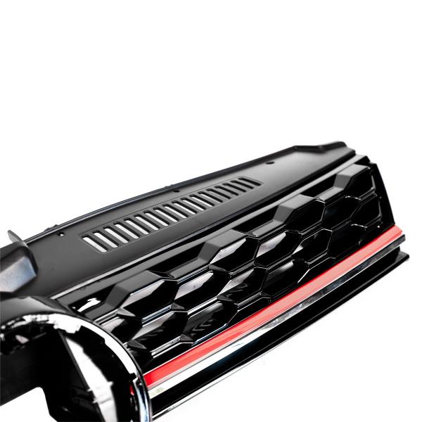 Upgrade Design Kühlergrill Schwarz mit roten Zierstreifen für VW Golf 7.5 GTI  2017-2020