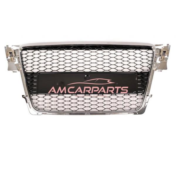 Upgrade Design Sportgrill / Kühlergrill für Audi A4 B8 08-12 Chrom/Hochglanz-schwarz in Wabendesign