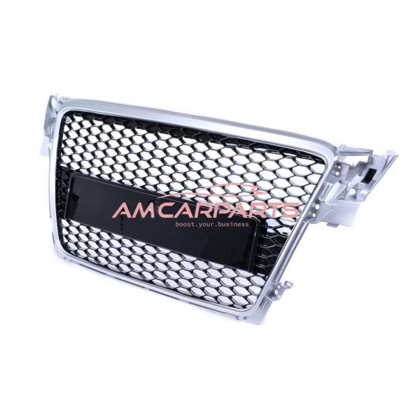 Upgrade Design Sportgrill / Kühlergrill für Audi A4 B8 08-12 Silber/Hochglanz-schwarz in Wabendesign