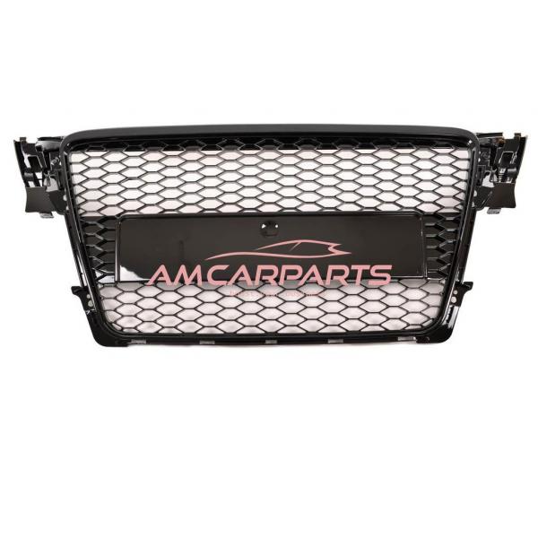 Upgrade Design Sportgrill / Kühlergrill für Audi A4 B8 08-12 Hochglanz-schwarz in Wabendesign