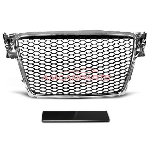 Upgrade Design Sportgrill / Kühlergrill für Audi A4 B8 08-12 Chrom/schwarz in Wabendesign