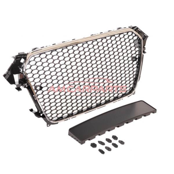 Upgrade Design Sportgrill / Kühlergrill für Audi A4 B8 Facelift 13-16 Chrom/Hochglanz-schwarz in Wabendesign