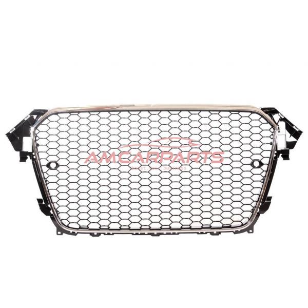 Upgrade Design Sportgrill / Kühlergrill für Audi A4 B8 Facelift 13-16 Chrom/Hochglanz-schwarz in Wabendesign