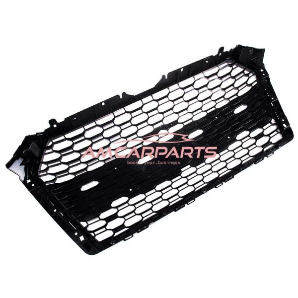 Upgrade Design Sportgrill / Kühlergrill für Audi A4 B9 (8W) 15-19 Hochglanz schwarz in Wabendesign mit Emblemhalter