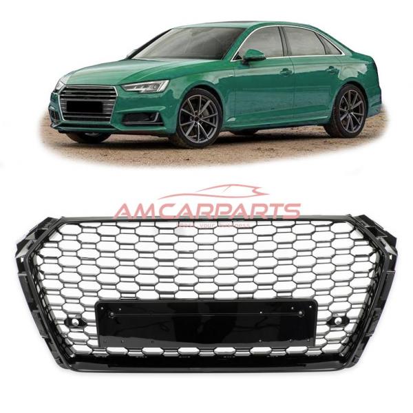 Upgrade Design Sportgrill / Kühlergrill für Audi A4 B9 (8W) 15-19 Hochglanz schwarz in Wabendesign