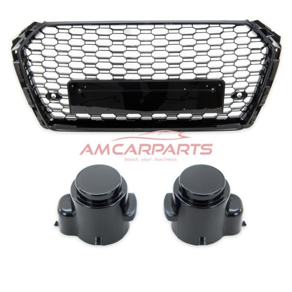 Upgrade Design Sportgrill / Kühlergrill für Audi A4 B9 (8W) 15-19 Hochglanz schwarz in Wabendesign
