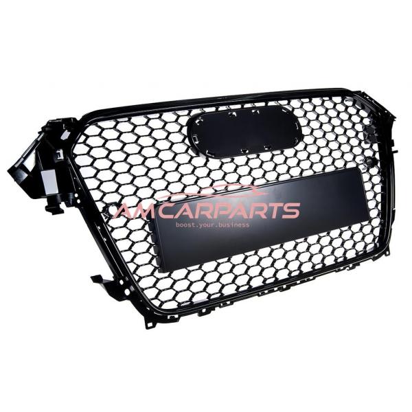 Upgrade Design Sportgrill / Kühlergrill für Audi A4 B8 Facelift 13-16 Hochglanz-schwarz in Wabendesign mit Emblemhalter