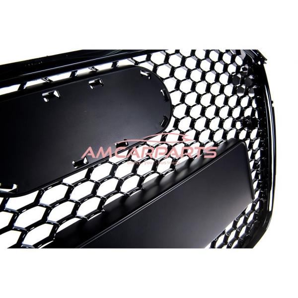 Upgrade Design Sportgrill / Kühlergrill für Audi A4 B8 Facelift 13-16 Hochglanz-schwarz in Wabendesign mit Emblemhalter