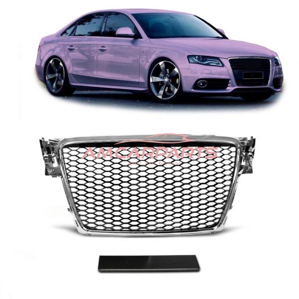 Upgrade Design Sportgrill / Kühlergrill für Audi A4 B8 08-12 Chrom/schwarz in Wabendesign