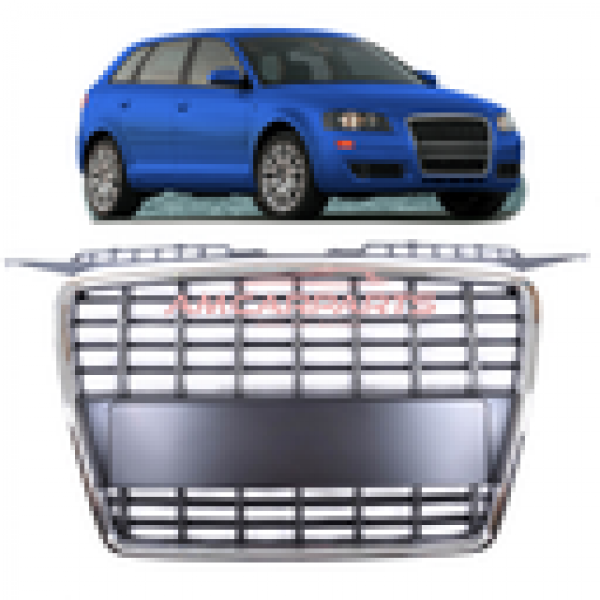 Upgrade Sportgrill / Kühlergrill für Audi A3 8P 05-08 Chrom/schwarz