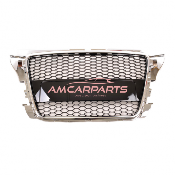 Upgrade Design Sportgrill / Kühlergrill für Audi A3 8P Facelift 08-12 chrom/Hochglanz-schwarz in Wabengitter Optik