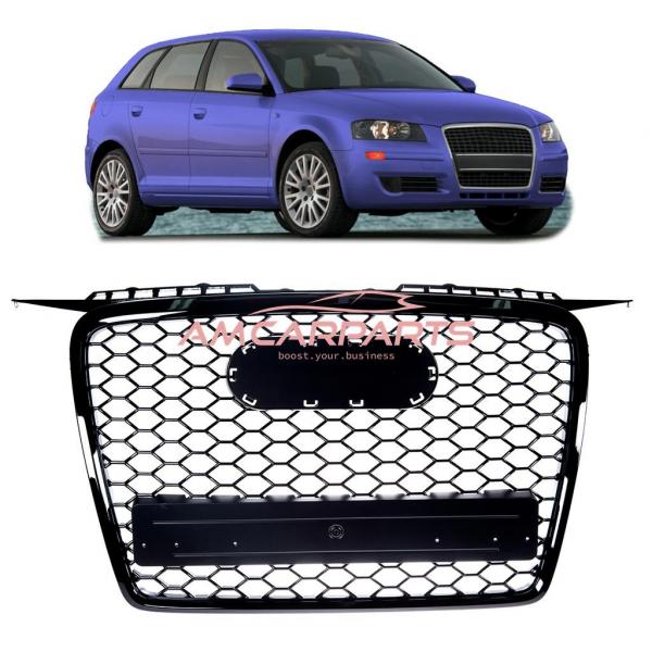 Upgrade Sportgrill / Kühlergrill für Audi A3 8P 05-08 Hochglanz schwarz in Wabengitter-Optik