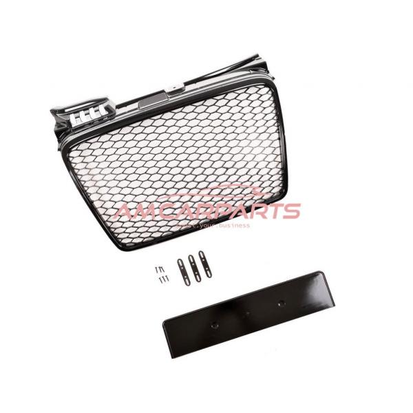 Upgrade Design Sportgrill / Kühlergrill für Audi A4 B7 05-08 Hochglanz-schwarz in Wabengitter Optik