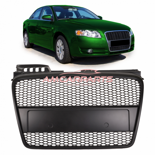 Upgrade Design Sportgrill / Kühlergrill für Audi A4 B7 05-08 matt-schwarz in Wabengitter Optik