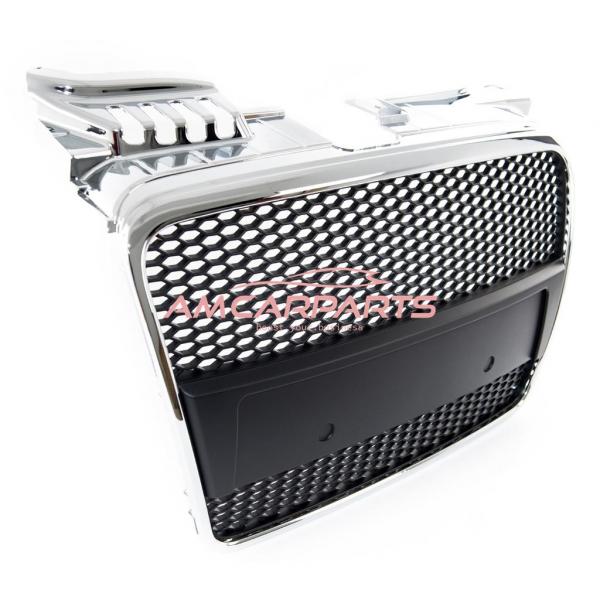 Upgrade Design Sportgrill / Kühlergrill für Audi A4 B7 05-08 chrom/schwarz in Wabengitter Optik