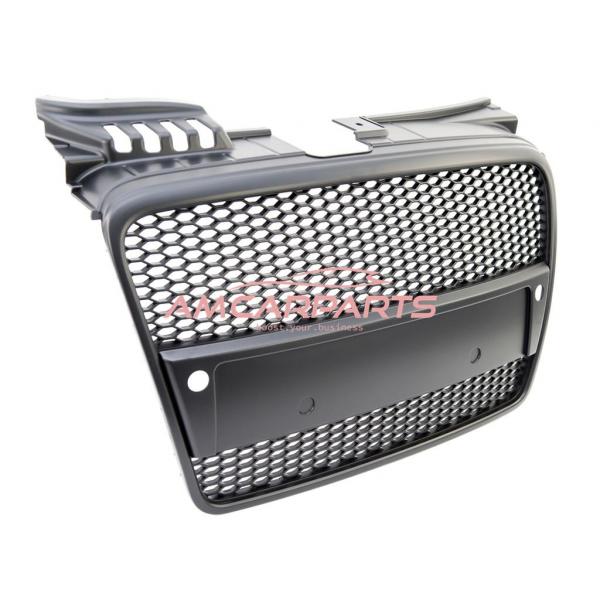 Upgrade Design Sportgrill / Kühlergrill für Audi A4 B7 05-08 Matt-schwarz in Wabengitter Optik mit PDC