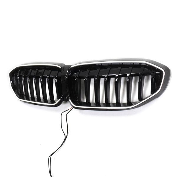 LED-Kühlergrill mit einer Lamelle in Hochglanzschwarz für BMW 3er G20 2019-2022