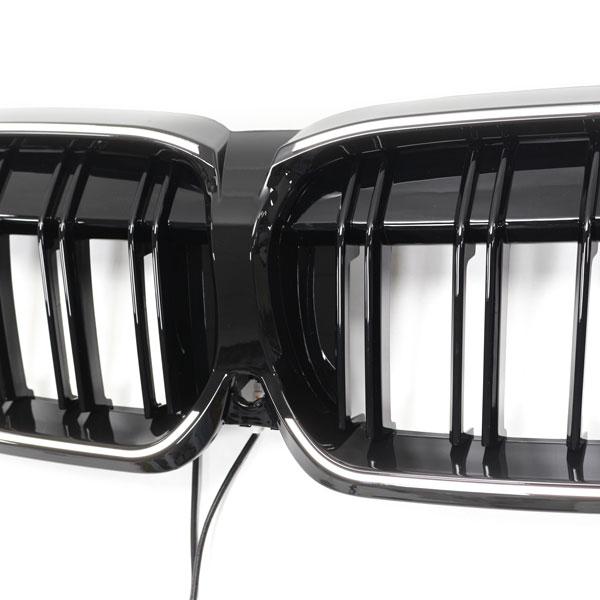 LED-Doppellamellen-Kühlergrill in Schwarz glänzend passend für BMW 3er G20 2019-2023