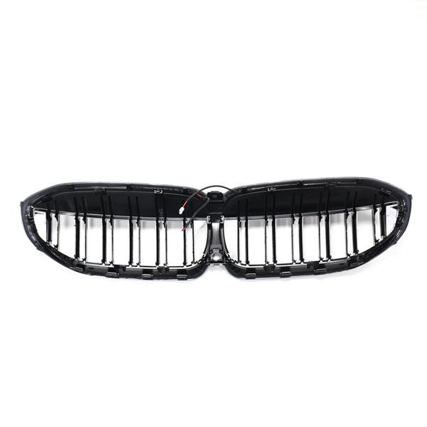 LED-Doppellamellen-Kühlergrill in Schwarz glänzend passend für BMW 3er G20 2019-2023