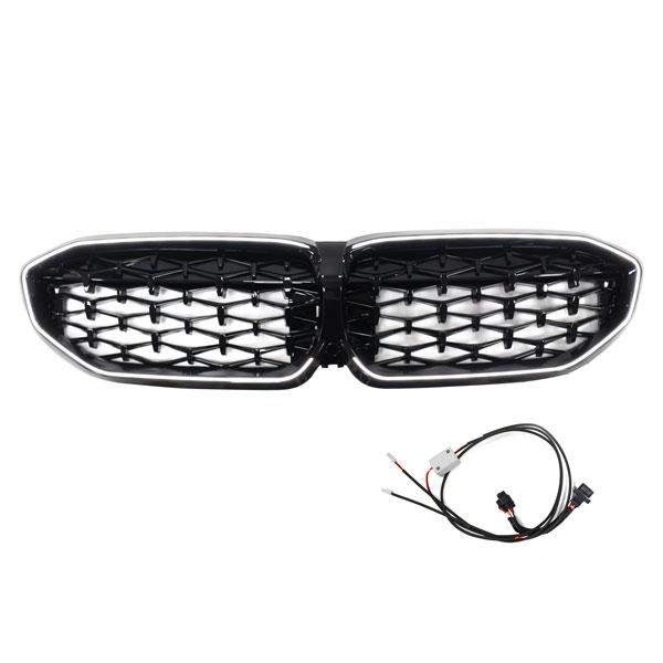 LED-Kühlergrill schwarz für BMW 3er G20 2019-2023 für Umbau auf Diamantdesign/Look
