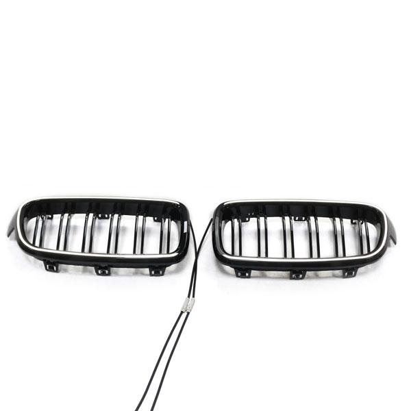 LED-Doppellamellen-Kühlergrill in Schwarz glänzend, passend für BMW 3er F30 2012–2019