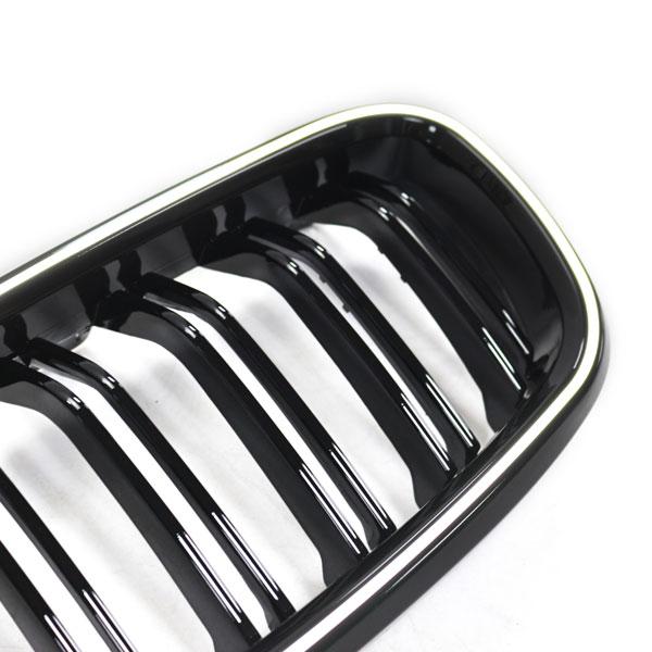 LED-Doppellamellen-Kühlergrill in Schwarz glänzend, passend für BMW 3er F30 2012–2019